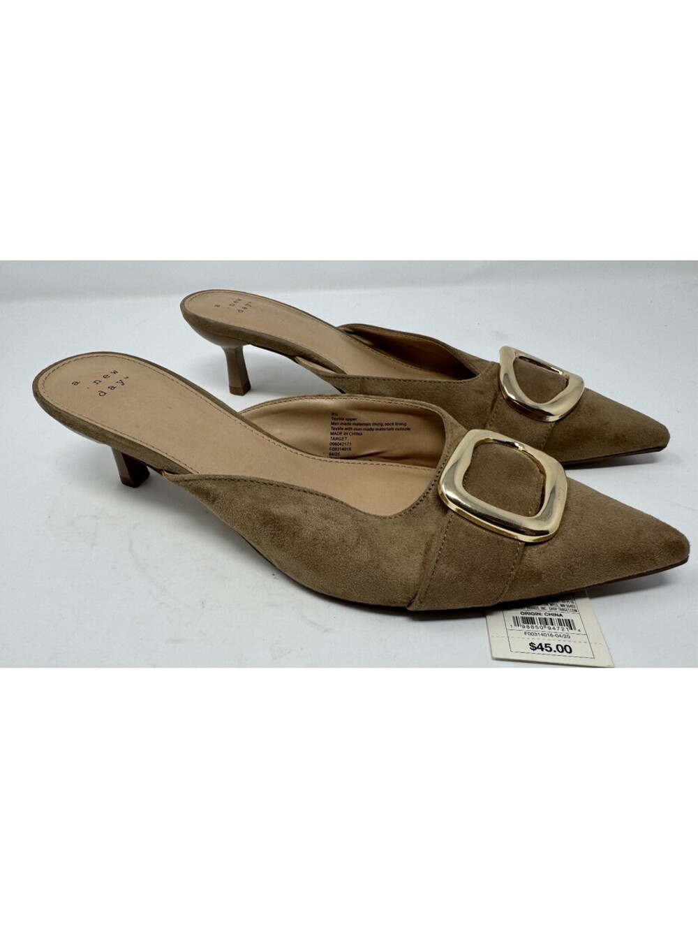 A New Day Women’s Beige Larissa Pointed Toe Mule Heels Size 9.5
